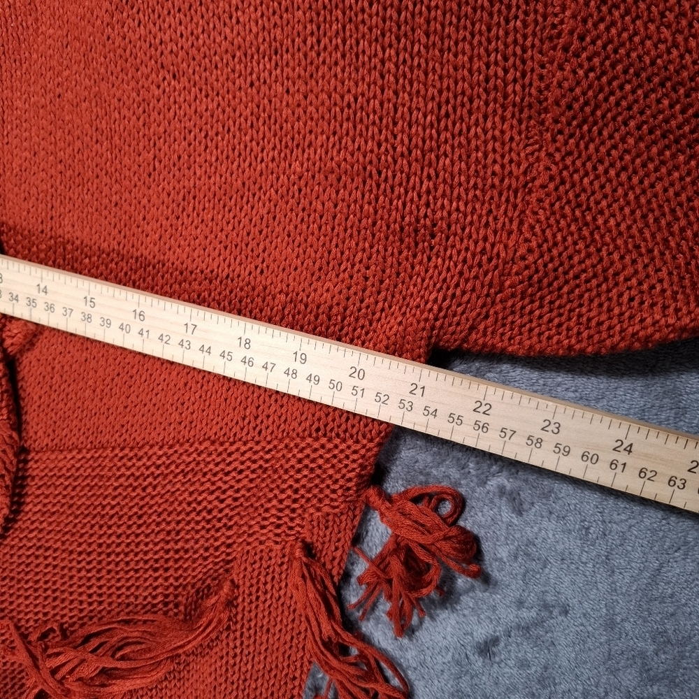 FOREVER 21 Womens Long Sleeve Open Front Rust Fringe Sweater Cardigan Sz 1X NWT - Picture 9 of 12